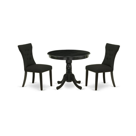 East West Furniture Dining Room Set Wirebrushed Black, ANGA3-ABK-24