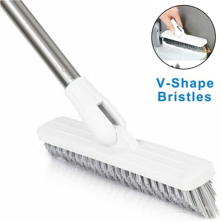 

LELINTA Heavy Duty Grout Scrub Brush with Long Handle Shower Floor Scrubber for Cleaning Tile Scrub Brush with Stiff Bristles - 120°Rotatable Indoor Kitchen Scrubbing Cleaning Brush