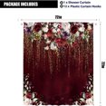 thumbnail image 4 of Red Floral Shower Curtain 72x72 Inch Burgundy Flower Rose Golden Glitter Wedding Bridal Elegant Women Fabric Waterproof Bathroom Home Decor Set 12 Plastic Hooks, 4 of 4