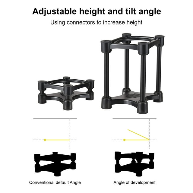 Desktop Speaker Stands Monitor Audio Bracket Shock Absorber Bracket with Adjustable Tilt Angle Anti-slip and Stable Suction Cups Removable Speaker Monitor Stands for 5/6/8-inch