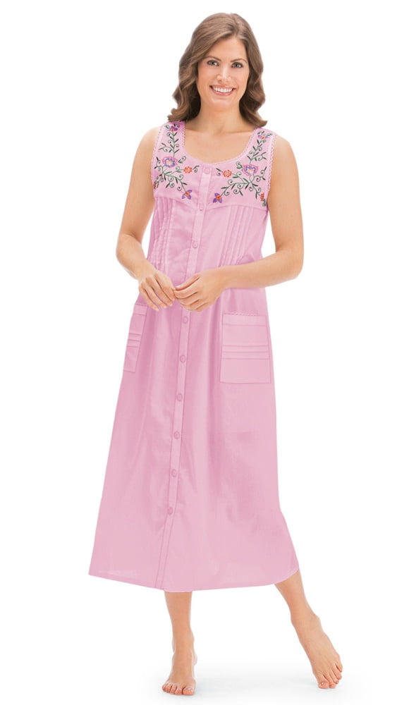 Women's Pintuck Floral Embroidered 