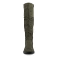 thumbnail image 3 of YDN Women's Chunky Low Heel Lace Up Knee High Boots Side Zipper Round Closed Toe Flat Long Booties Daily Walking Casual Shoes Size 7 Olive, 3 of 5
