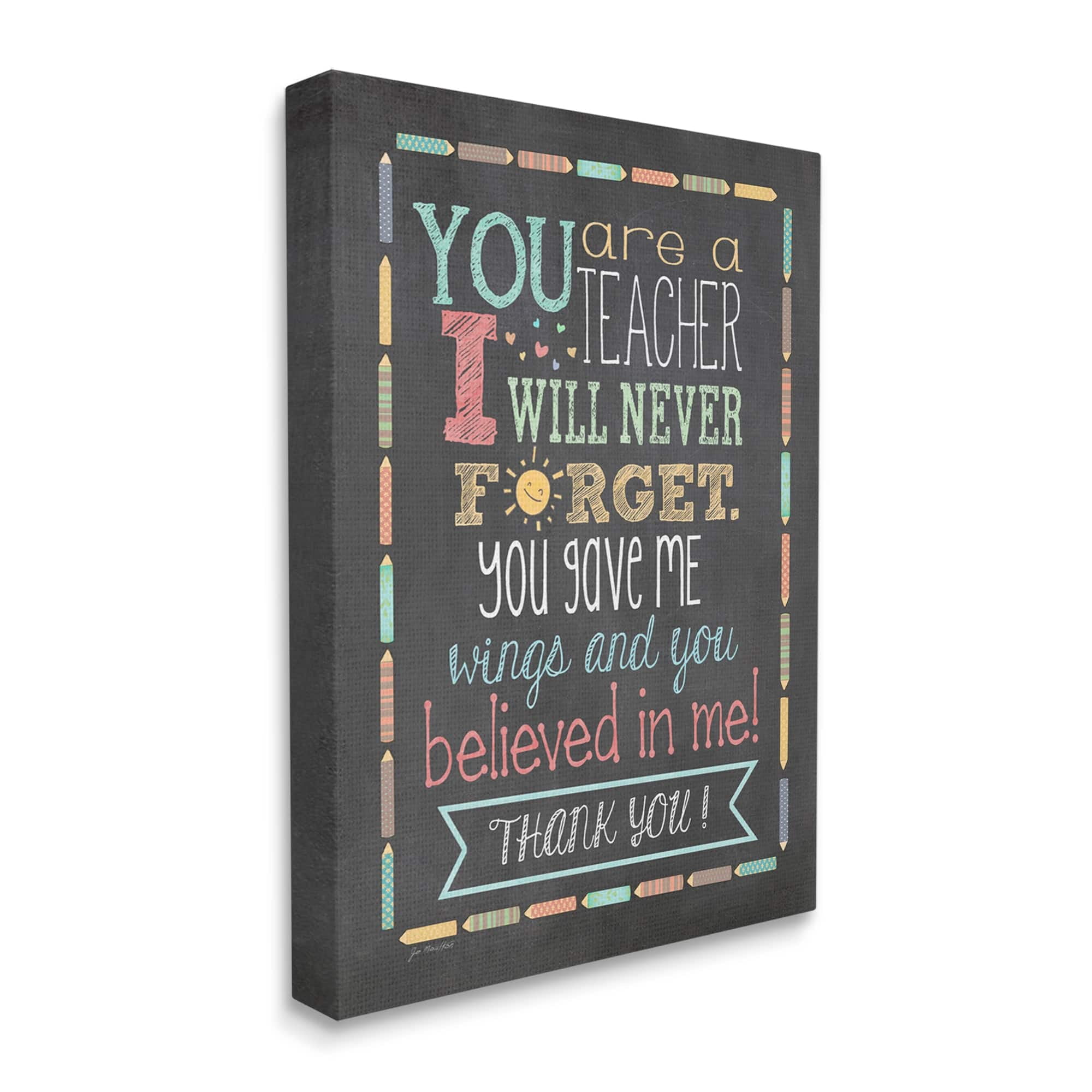 Stupell Teacher I'll Never Forget Phrase Inspirational Painting Gallery Wrapped Canvas Print Wall Art