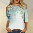 thumbnail image 2 of Womens Blouses Long Sleeve Women's Fashion Printed T-Shirt 3/4 Sleeves Blouse Round Neck Casual Tops, 2 of 5