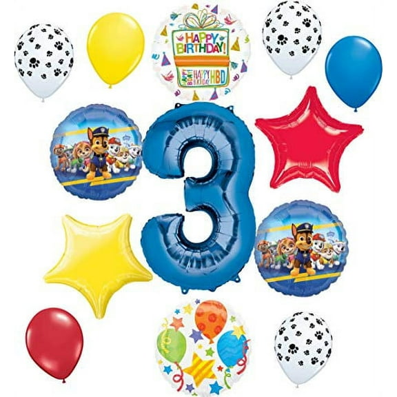 Paw Patrol Party Supplies Pups 3rd Birthday Balloon Bouquet Decorations