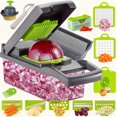 thumbnail image 4 of 1PC 16-in-1 Manual Vegetable Slicer & Chopper, Heavy-Duty Food Chopper with Storage Container, Multifunctional Dicer & Shredder for Onion, Potato, Carrot, Tomato, Ideal Home Kitchen Gadget, 4 of 8