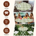 thumbnail image 6 of Round Table Cover 45-54 Inch Sage Green Morocco Waterproof Reusable Table Cloth Round Fitted Vinyl Tablecloth with Elastic Edged for Parties Outdoors, Vintage Abstract Geometric Pattern, 6 of 6