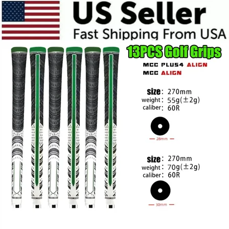 13pcs Golf Club Grips MCC Rubber Non-Skid 60R Standard Club Golf Grips Green