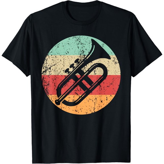 Retro Trumpet Vintage Style Musician Musical Instrument T-Shirt men and women can wear, black, white, gifts