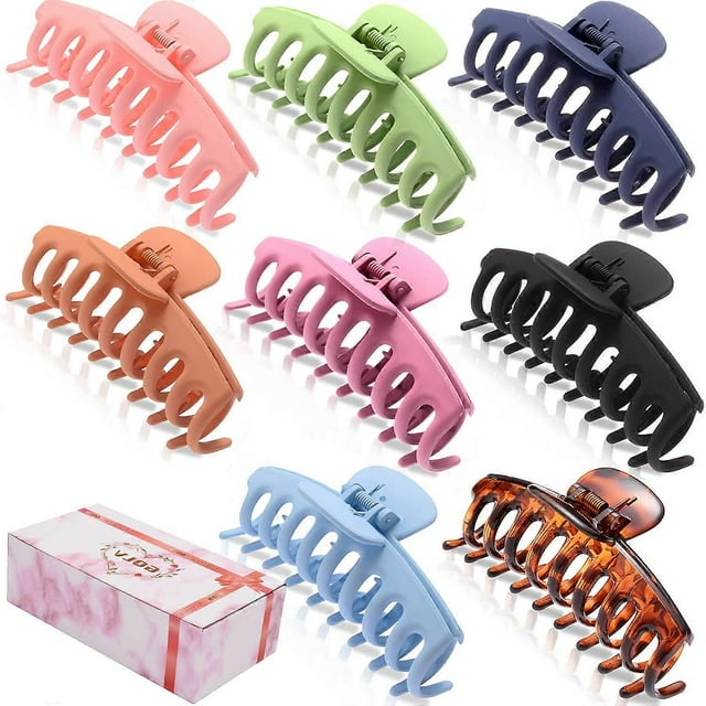 8 PCS Large Hair Claw Clips for Women,4.4 Inch Big Banana Hair Clips for Thick Hair/Thin Hair,Nonslip Jaw Hair Clips,Butterfly Hair Clips ,Hair Barret