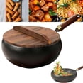 thumbnail image 1 of Uncoated Thick Iron Pot, Japanese Cast Iron Cookware, 9.5 In/10.2 In/11.02 In Multifunctional Non-Stick Cast Irons Wok With Lid, Durable & Rust-Free (28cm,with wooden lid), 1 of 8