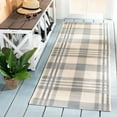 thumbnail image 3 of SAFAVIEH Courtyard Benjamin Plaid Indoor/Outdoor Runner Rug, Grey/Bone, 2'3" x 6'7", 3 of 12