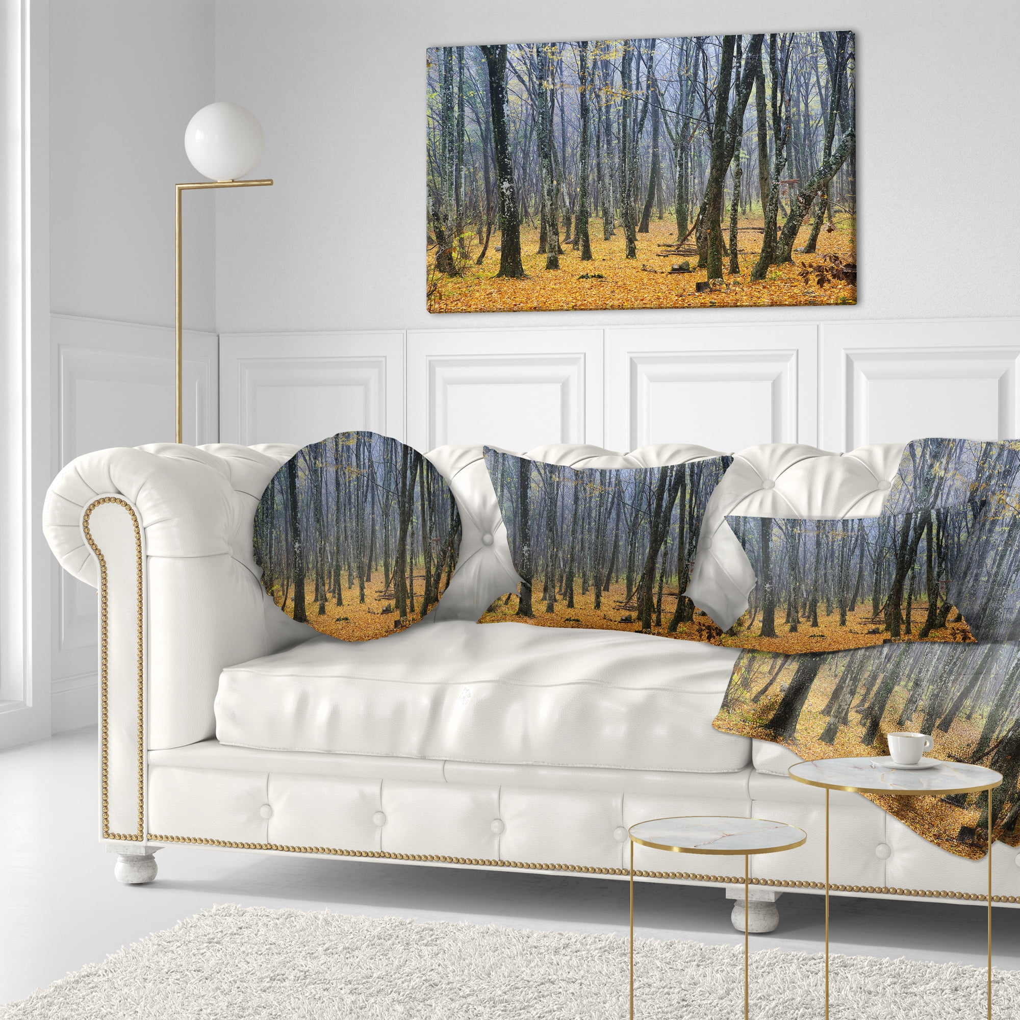 Designart Dark Woods in Autumn Forest - Modern Forest Throw Pillow - 12x20