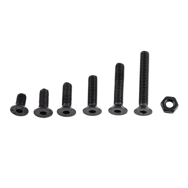 250pcs M3 Black Alloy Steel Hex Socket Screws Bolt With Hex Nuts Assortment(Flat head)