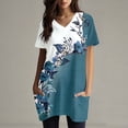 thumbnail image 2 of Lkhaha Tops For Women T-Shirts Flowy Casual Dress V Neck Loose Printed Summer Shorts Trendy Outfits Mint Green L, 2 of 6