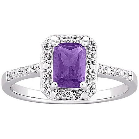 0.46 Carat T.G.W. Amethyst and CZ Sterling Silver Ring
