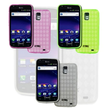 Clear Poly Case (EMPIRE Samsung Galaxy S II Skyrocket 3 Pack Poly Skin Case Covers (Clear, Hot Pink, Neon Green Diamond Pattern) [EMPIRE)