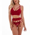 thumbnail image 3 of Gibobby Conjunto ropa interior mujer Conjunto de Lencería Sexy para Mujer Sexy Conjunto de Bralette de Encaje Cruzado Conjunto de Brasier y Bragas(Rojo, M), 3 of 5