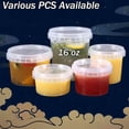 thumbnail image 1 of Extra Thick Food Storage Containers with Lids (16oz ) - Great for Slime - Deli Pint Cups - Soup Containers | Microwave, Dishwasher and Freezer Safe, 1 of 7