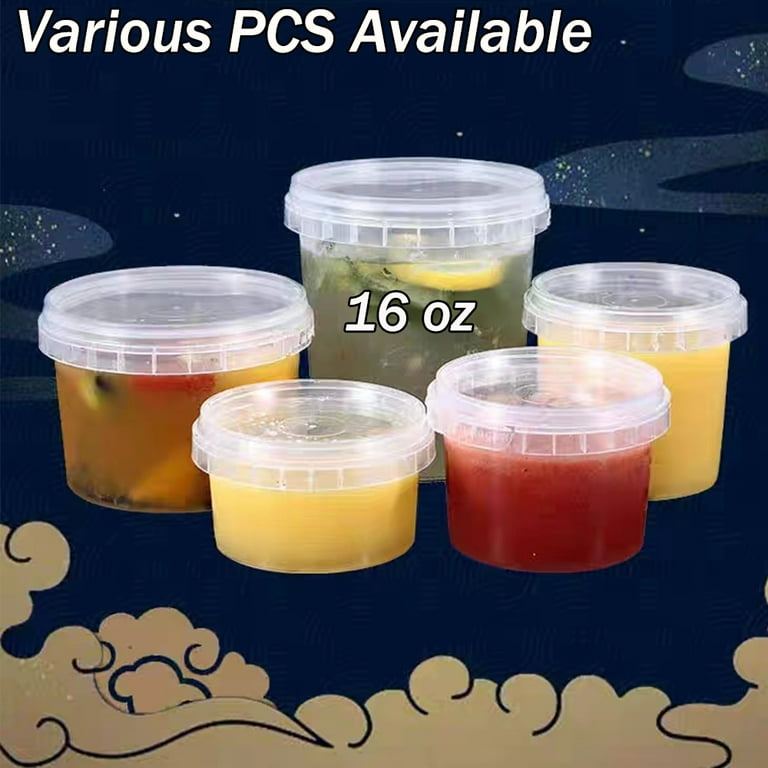 Extra Thick Food Storage Containers with Lids (16oz ) - Great for Slime -  Deli Pint Cups - Soup Containers