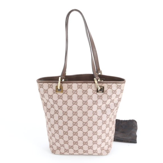 Pre-Owned Gucci GG Canvas 002 1099 Leather Tote Bag Shoulder Handbag Brown Pink Women's