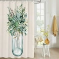 thumbnail image 4 of Fabric Shower Curtain, Summer Vintage Green Flowers with Leaves Beige Shower Curtains with 12 Hooks Waterproof Machine Washable Bath Curtains for Bathroom,72 x 96in, 4 of 6