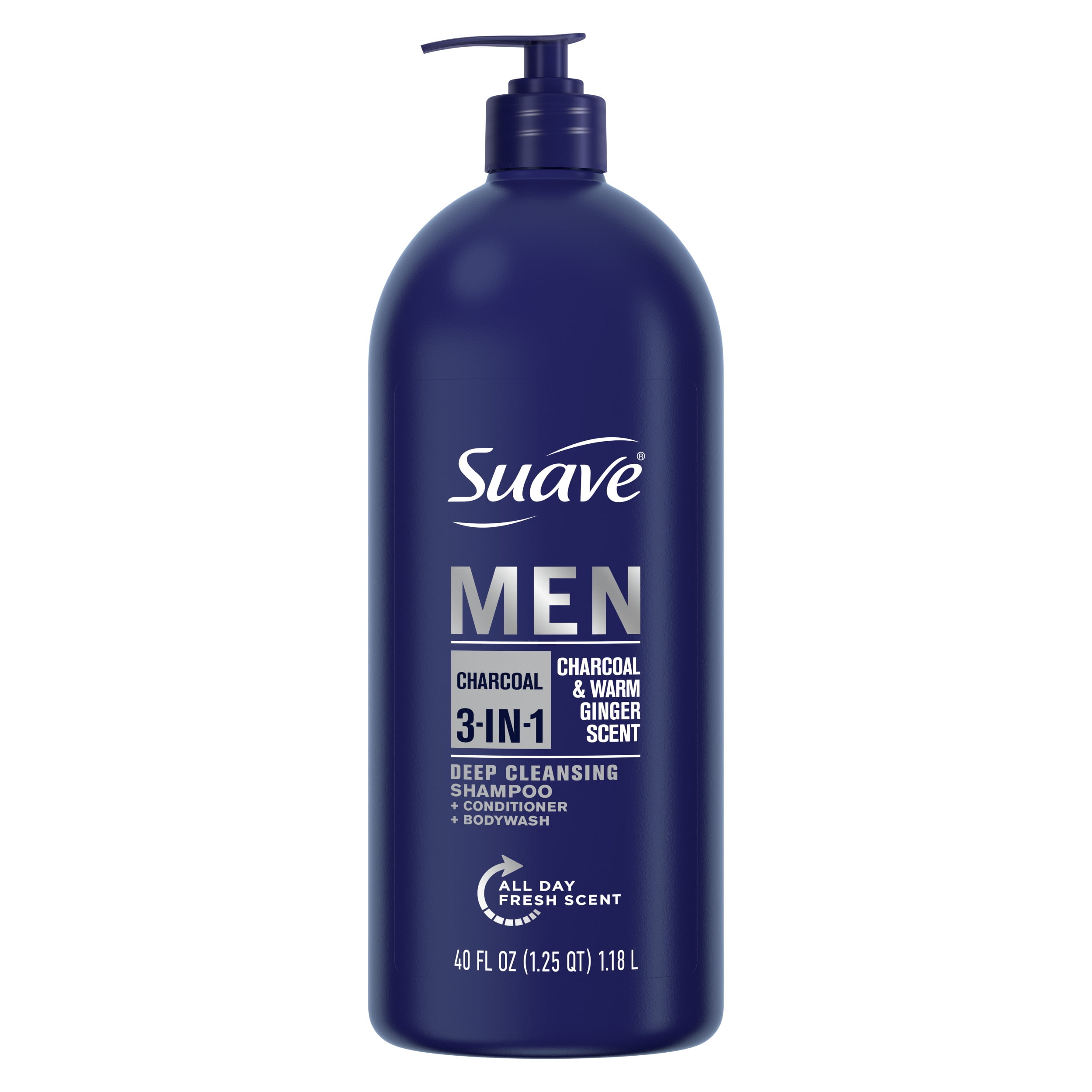 (6 pack) Suave Professionals Men 3-in-1 Shampoo, Conditioner & Body Wash, Charcoal, 40 fl oz
