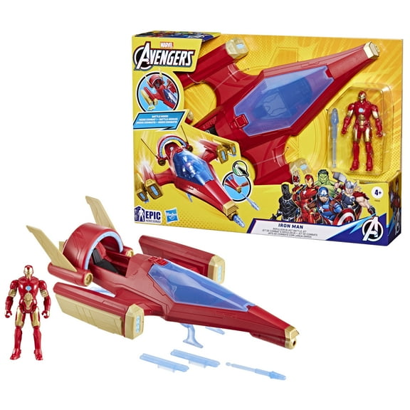 Avengers Epic Hero Series Iron Man Repulsor Blast Battle Jet Action Figure & Vehicle (4")