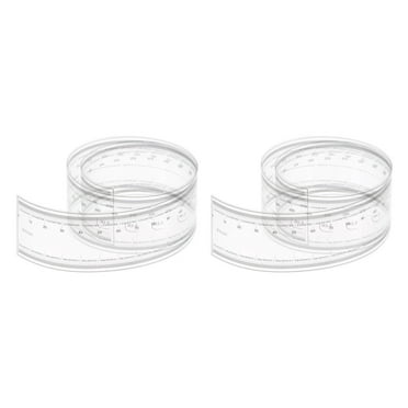Uxcell 2pcs Film Flexible Ruler 50cm 0.1mm Scale with R Angle & Width Lines PET Plastic Folding Straight Ruler