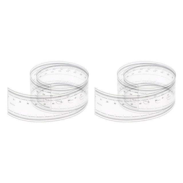 Unique Bargains 2pcs Film Flexible Ruler 50cm 0.1mm Scale with R Angle & Width Lines PET Plastic Folding Straight Ruler