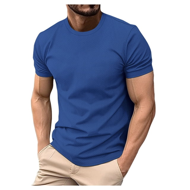 Men's High End Mesh Ice Silk Breathable Short Sleeve Round Neck Summer Solid T-Shirt