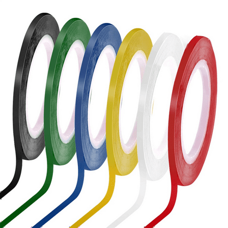 6 Rolls 1/8 Whiteboard Tape Thin White Board Lines Pinstripe Dry Erase Art Electrical Tape, 108 Feet Per Roll