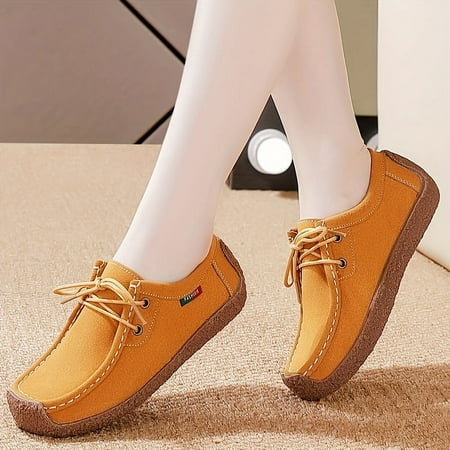 XIAOGZAHUOP Stylish Womens Retro Low Top Slip On Loafers Elegant Solid Color Casual Flat Shoes for Versatile Walking