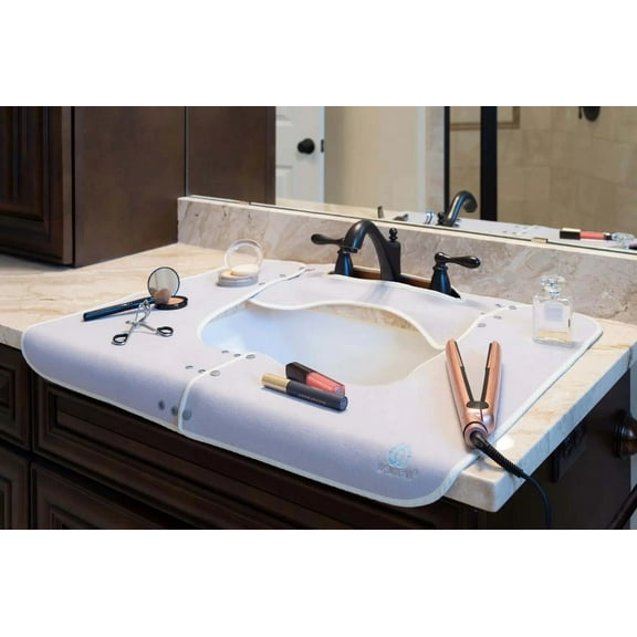 Splashpad Bathroom Sink Splash Guard, Adaptable Size, Grey