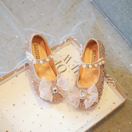 

Little Girls Big Girls Rhinestones Mesh Ribbon Pearl Strap Glittering Sequins Mary Jane Shoes W365 Sizes 9.5C-4Y