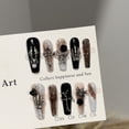 thumbnail image 2 of Purely hand-worn nail advanced sense autumn and winter dark long nail art film European and American punk style fake nail patch, 2 of 6