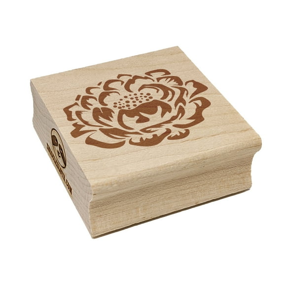 Single Peony Flower Square Rubber Stamp Stamping Scrapbooking Crafting - Small 1.25in