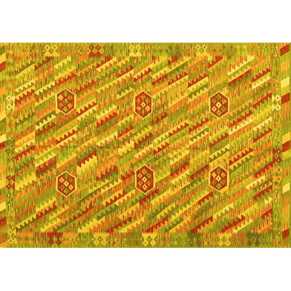 Ahgly Company Machine Washable Indoor Rectangle Southwestern Yellow Country Area Rugs, 2' x 3'