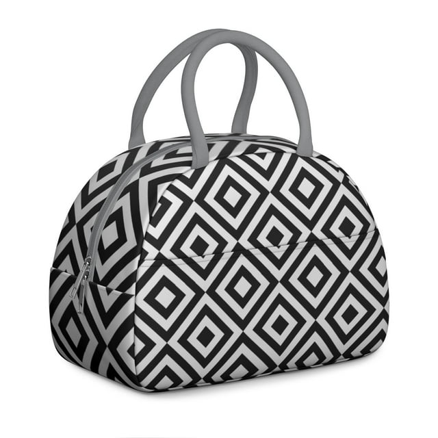 Colorful Checkered Lunch Tote – Unique Abstract Plaid Pattern with Geometric Appeal, Insulated and Leakproof Bag for Work or Snacks