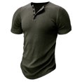 thumbnail image 2 of Fangasis Men T-shirt Short Sleeve T Shirts Slim Fit Summer Tops Mens Fashion Blouse Casual Holiday Basic Tee Army Green 3XL, 2 of 6