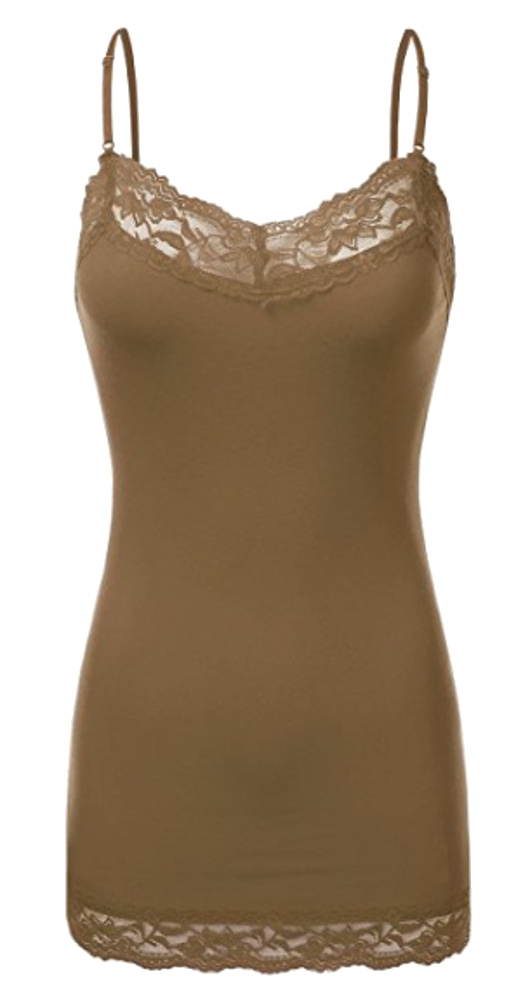 Women's Plus Size Lace Lowcut Camisole Tank Top Adjustable Cami