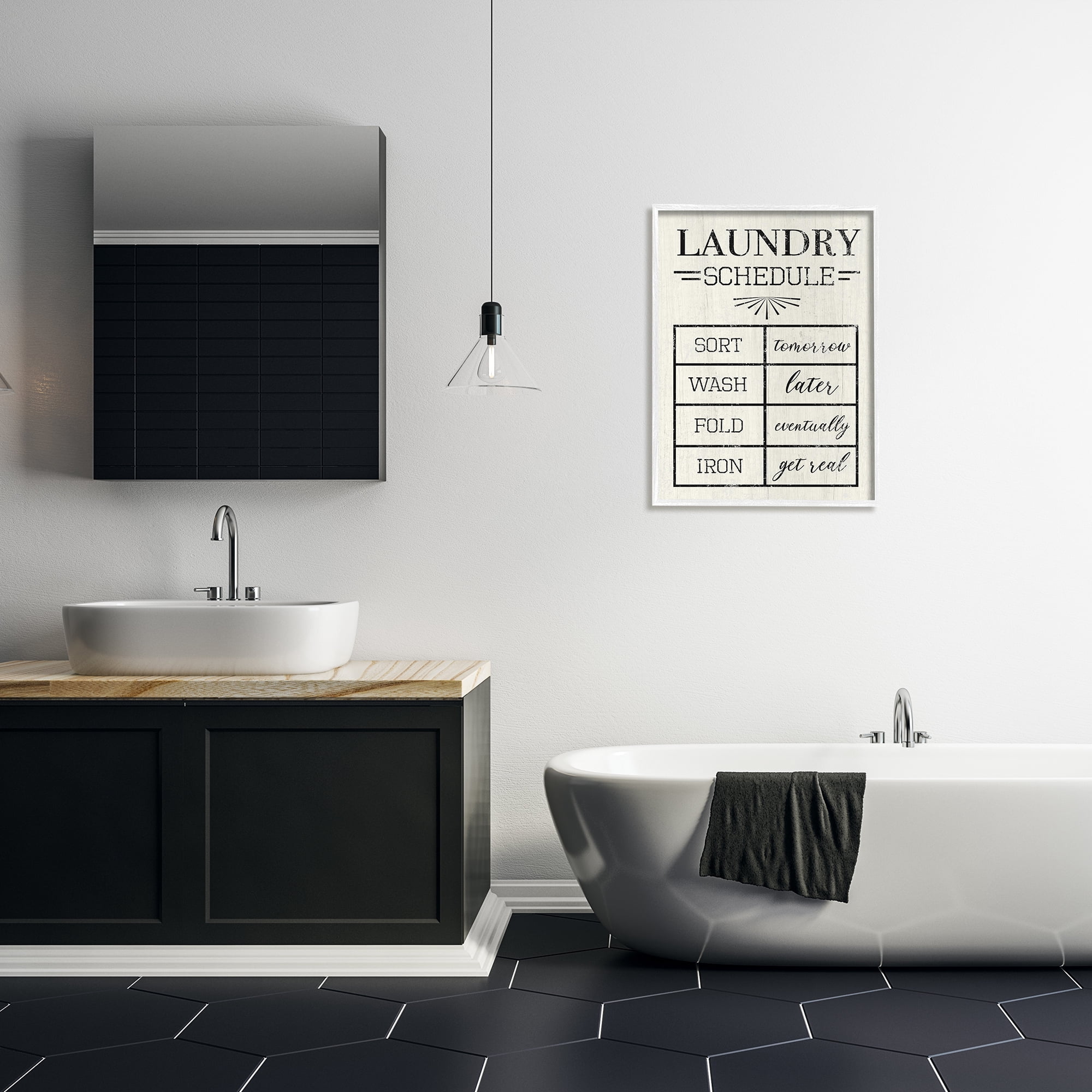 Stupell Industries Farmhouse Laundry Schedule Sort Tomorrow Wash Later, 24 x 30, Design by Daphne Polselli