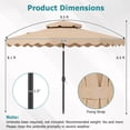thumbnail image 3 of Gymax 9 FT Patio Umbrella w/Push Button Tilt & Crank 2-Tier Vented Top 8 Metal Ribs Beige, 3 of 10