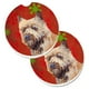 Cairn Terrier Rouge & Vert Flocons de Neige Vacances Noël Ensemble de 2 Porte-Gobelet Voiture Coaster – image 1 sur 1