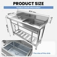 thumbnail image 3 of Stainless Steel Commercial Utility Sink, Kitchen Sink with Cold and Hot Water Pipe and Faucet, Freestanding Utility Sink with Workbench for Garage Laundry, 3 of 16