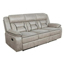 Pemberly Row Faux Leather Upholstered Tufted Back Motion Sofa Taupe