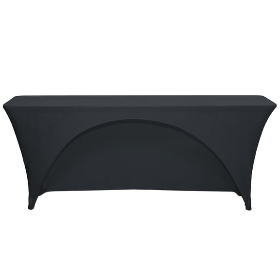 YCC Linens - Spandex 8 Ft x 18 Inches Open Back Rectangular Table Cover Black for Wedding, Party, Birthday, Patio, etc.