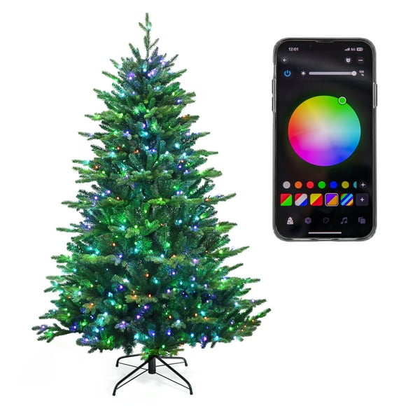 Gymax 6 FT Pre-lit Artificial Christmas Tree w/ APP Control & 15 Lighting Modes
