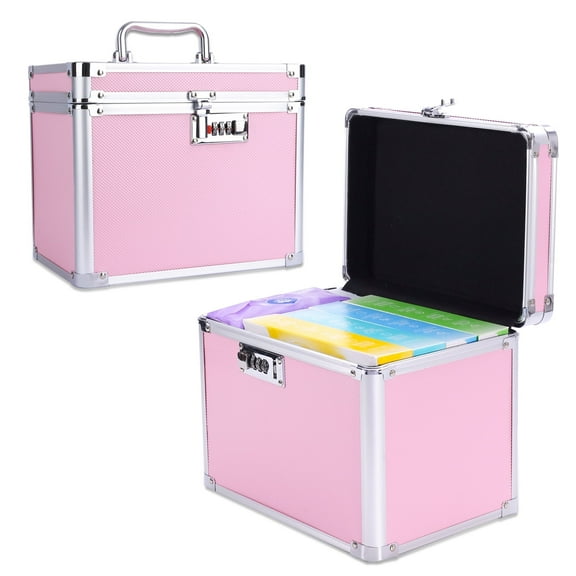 Security Lock Boxes Pink,Lockable Storage Box Medicine,Code Lock Box Jewelry,Combination Lock Box for Office,Cosmetic Storage Box-7.25"x7.75"x10"