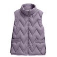 thumbnail image 4 of Women's Lightweight Down Vest, Sleeveless Quilted Puffer Jacket with Cotton Blend Shell, Warm Winter Insulated Vest, Slim Fit Casual Sleeveless Coat for Women, Cold Weather Thermal Vest Purple XXXL, 4 of 4